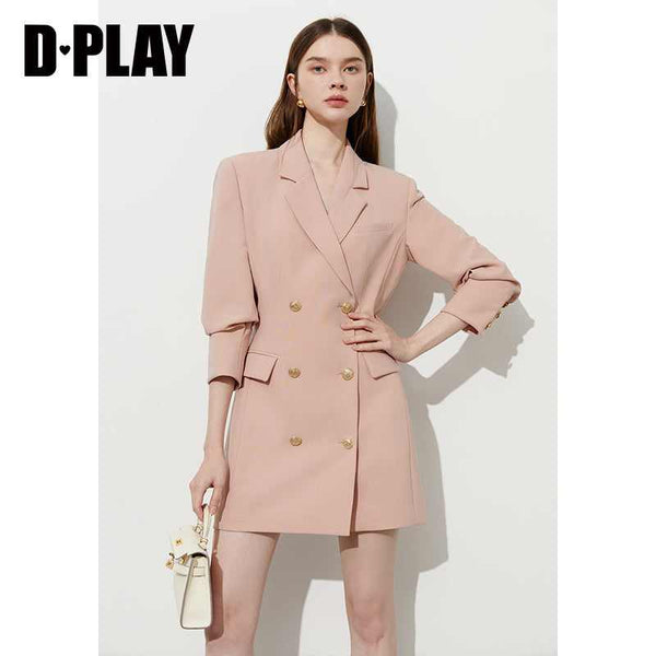 New pink suit dress with feminine professional slim fit design by DPLAY2025.