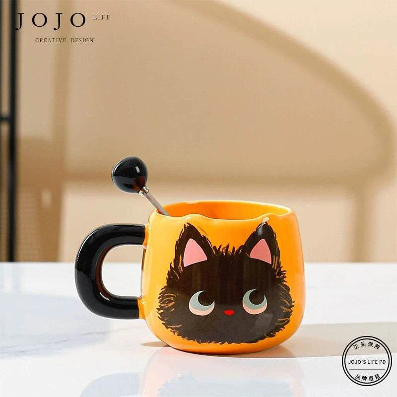 JOJO cat ceramic mug: بجودة عالية كوب سيراميك مميز لعشاق القطة جو جو.
