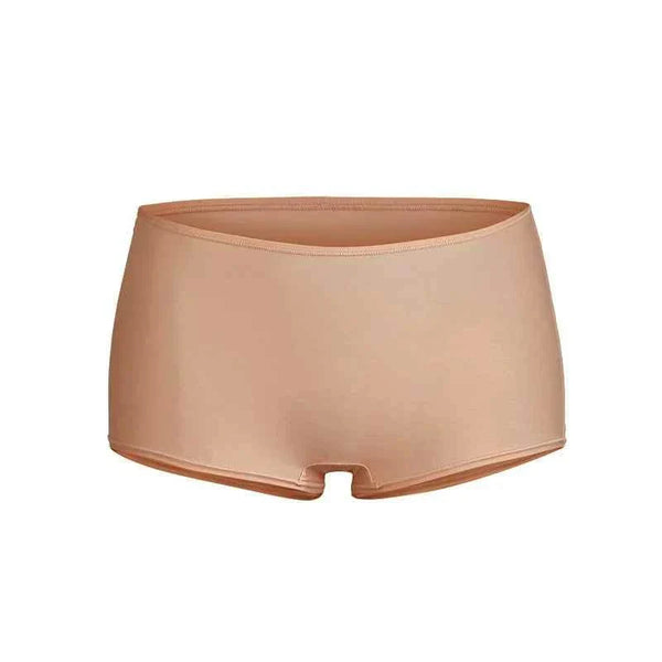 PAK LU SKIMS seamless women's high stretch boy short panties in nude color, soft nylon-spandex fabric with cotton lining, boxer fit for everyday comfort