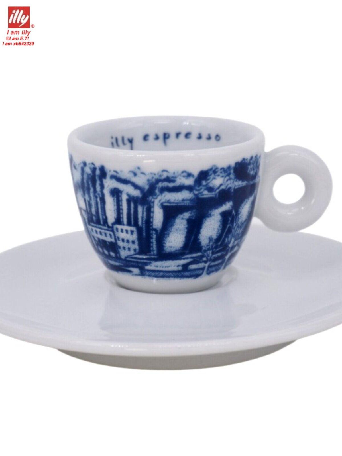 طقم أكواب قهوة Illy Collection - نقش أزرق كلاسيكي.