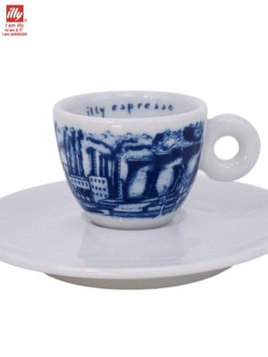 طقم أكواب قهوة Illy Collection - نقش أزرق كلاسيكي.