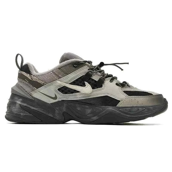 Nike × PandaPrank limited edition sneaker in gray, black, green, and white with durable materials and a sturdy black sole for street style and comfort