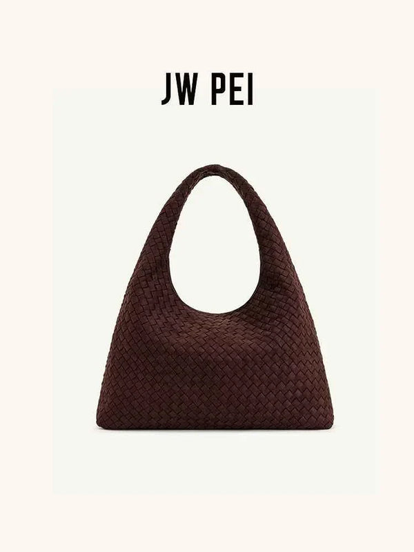 JW PEI large capacity woven brown handbag with vintage design for women commuter bag