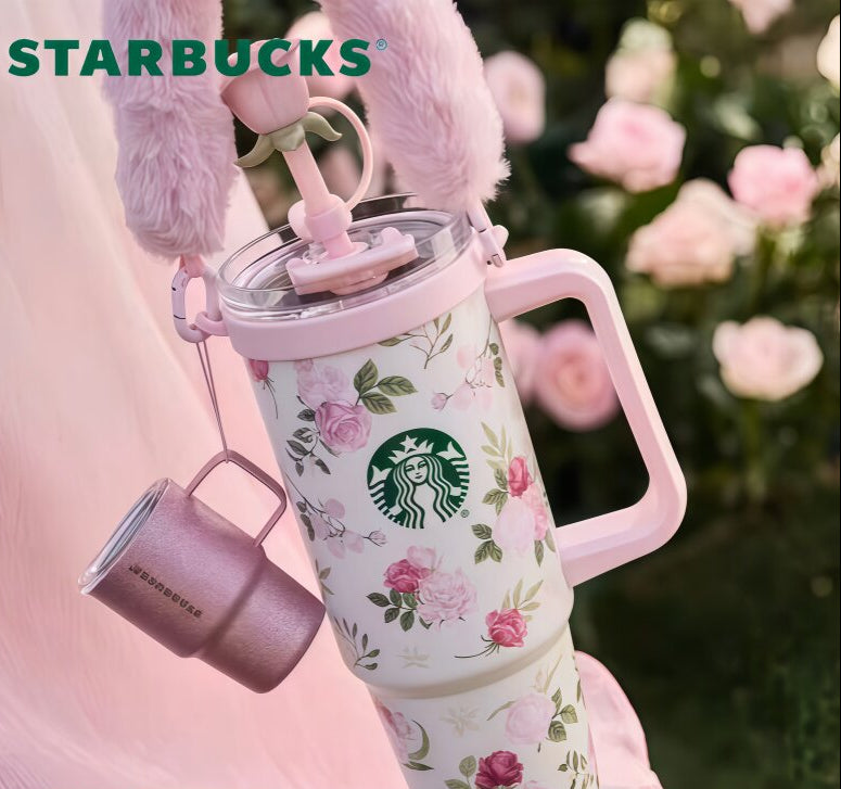 مجموعة Starbucks Rose Garden: أكواب وزمزميات بتصميم الورود الوردية