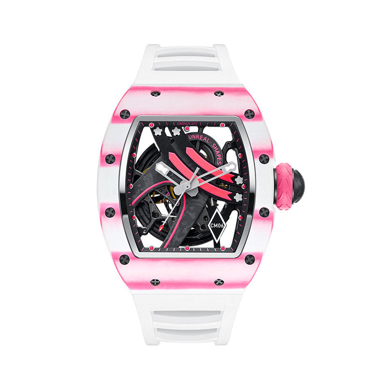 ساعة CronusArt CM06 بهيكل Carbon Fiber وتصميم Neon Pink
