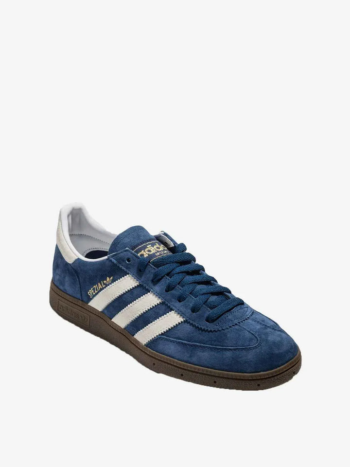 Adidas Spezial Clover men's and women's low-top sneakers in navy blue suede with white stripes and brown soles