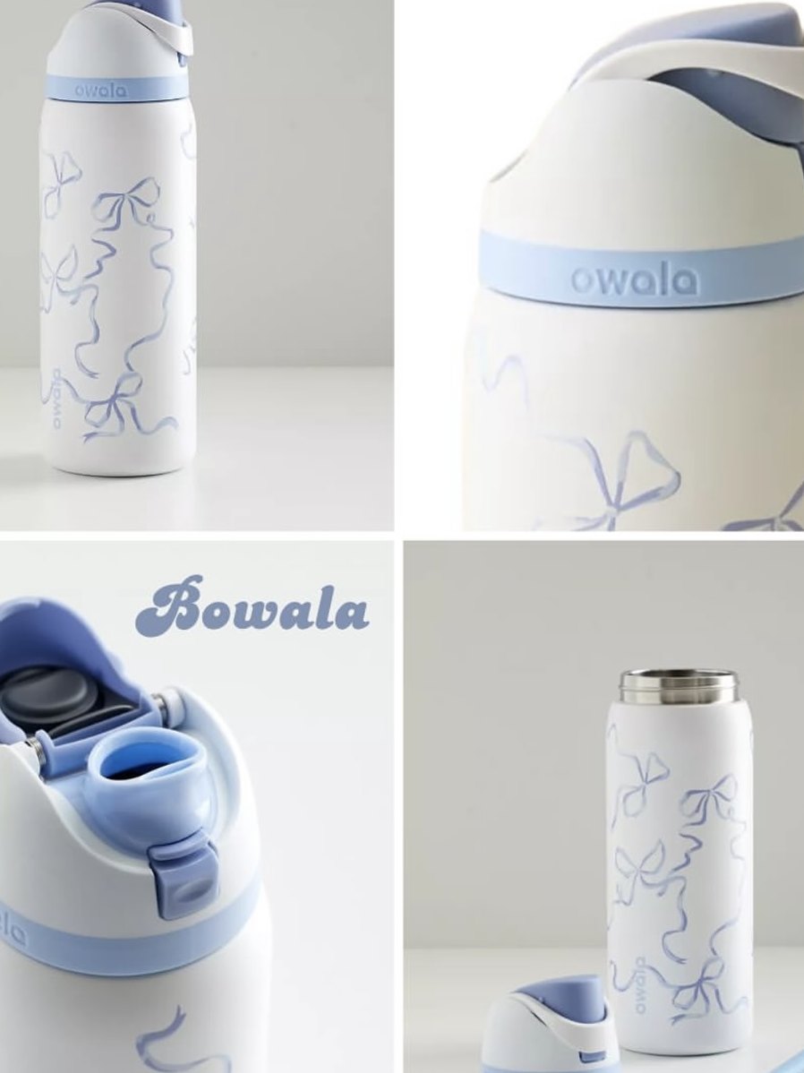 American version of Owala Blue Ribbon Black Poker Thermos Mug with Straw Handle, Portable Kettle Outdoor Cups for Men and Women