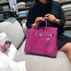 شنطة Birkin نسائية فاخرة بنقشة جلد التمساح  – جودة صينية عالية.