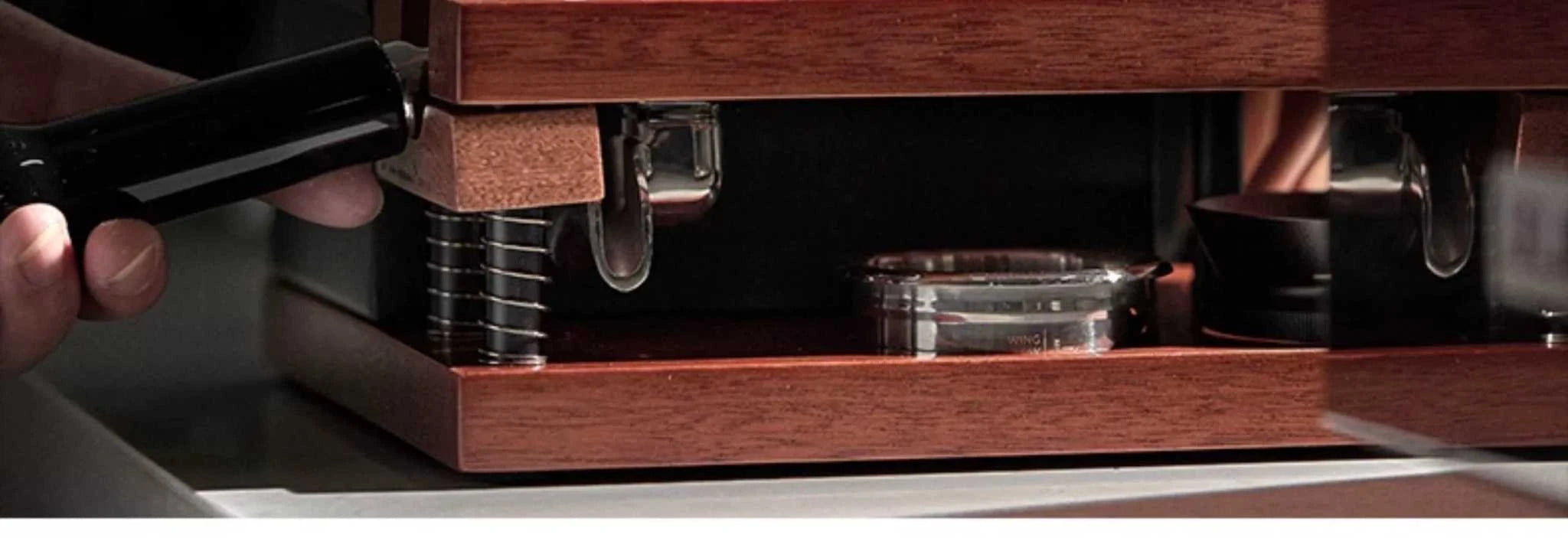 MUVNA Espresso Solid Wood Tamping Stand.