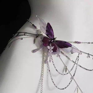 حزام خصر Butterfly Chain بتصميم فراشة أرجوانية ساحر.