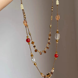 قلادة متعددة الطبقات بتصميم خرز ملون ونمط Boho.