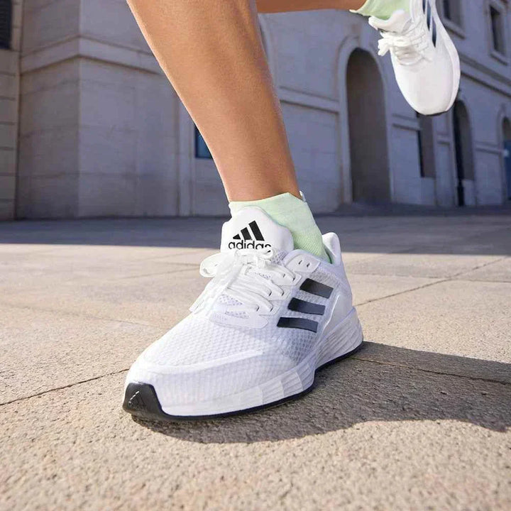 Adidas | أديداس حذاء DURAMO SL شبكي أبيض مع ثلاث خطوط سوداء للتدريب والجري اليومي