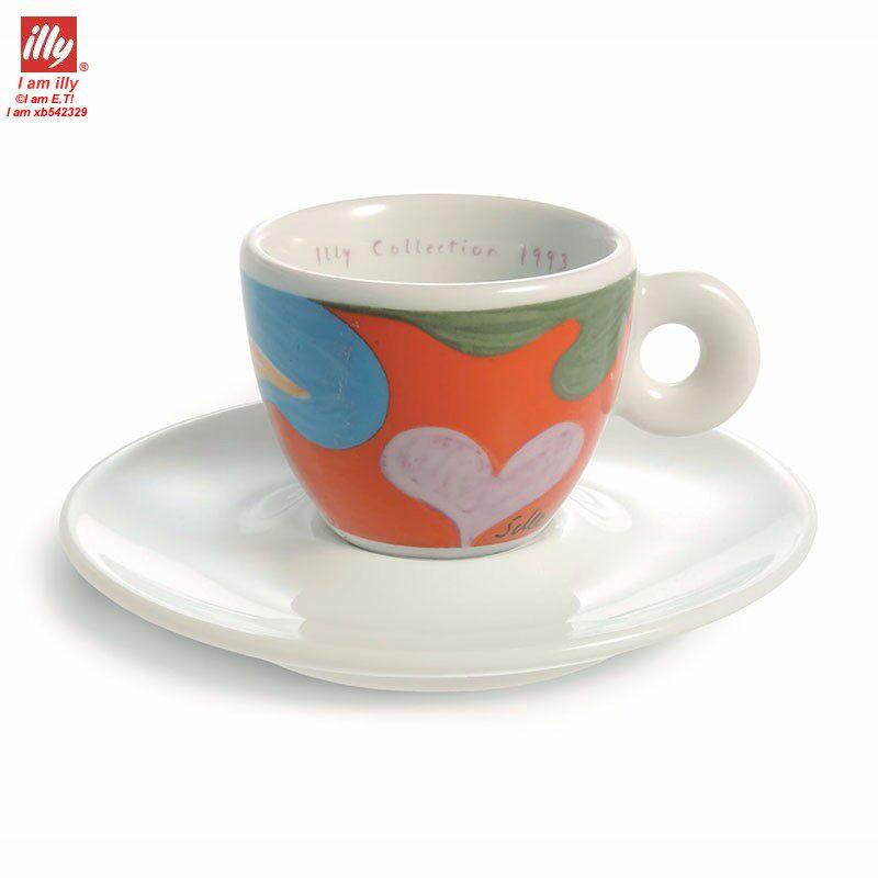 طقم فناجين قهوة illy Art Collection إصدار 1993 بألوان فنية.