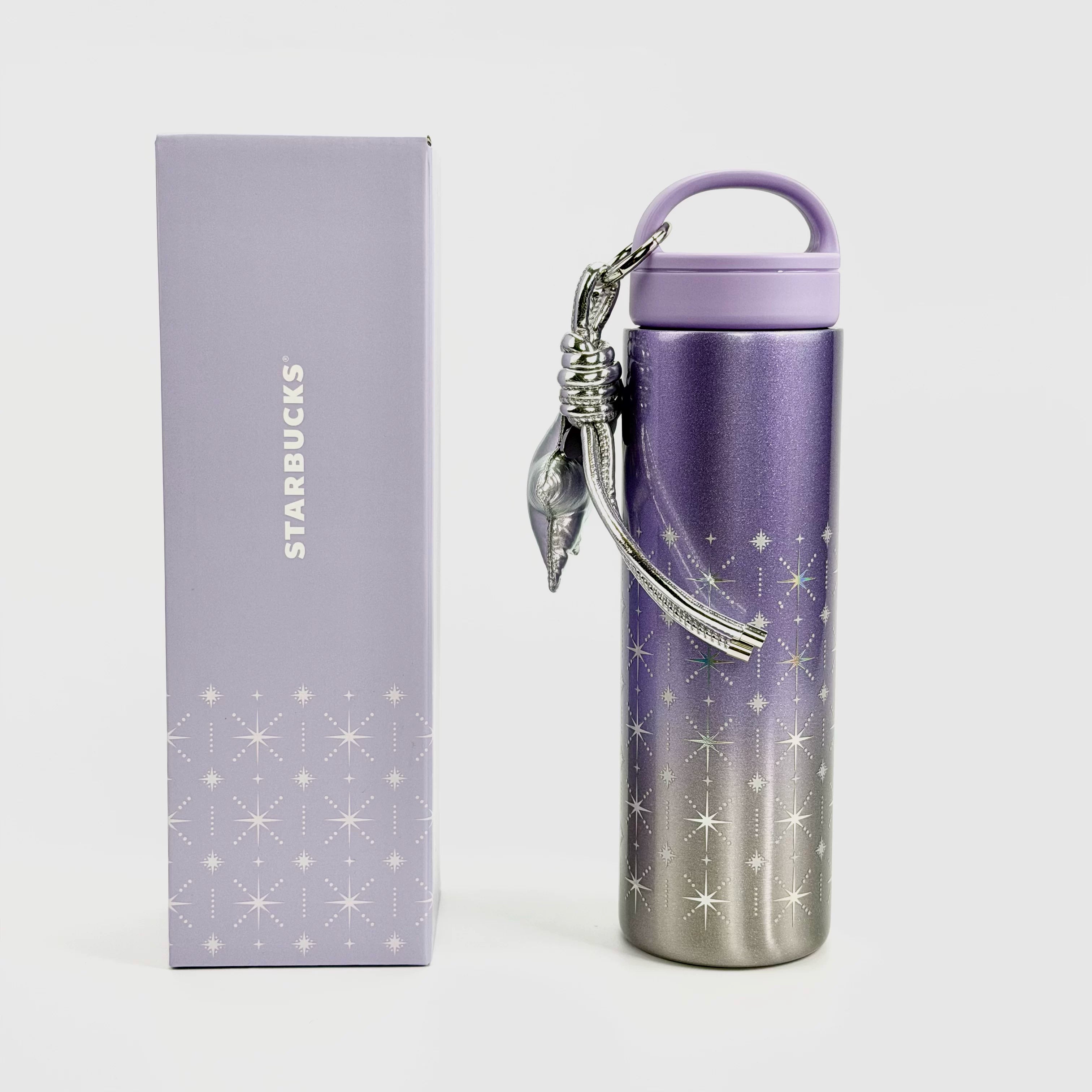 Starbucks Cup 2026 Purple Night Galaxy Series Gradient Color-Changing Portable Outdoor Stainless Steel Insulated Cup with Hanging Ornament