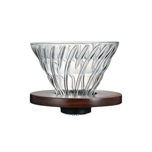 HARIO Walnut V60 Coffee Filter Cup and Grinder.