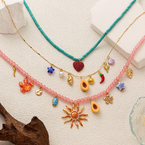 عقد Necklace بوهيمي ملون بدلايات Summer عصرية.