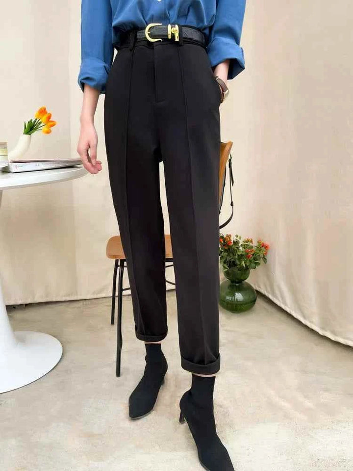 black classic tailored formal pants for women with luxury fabric and comfortable fit