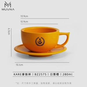 MUVNA Ceramic Latte Cup Embossed Art.