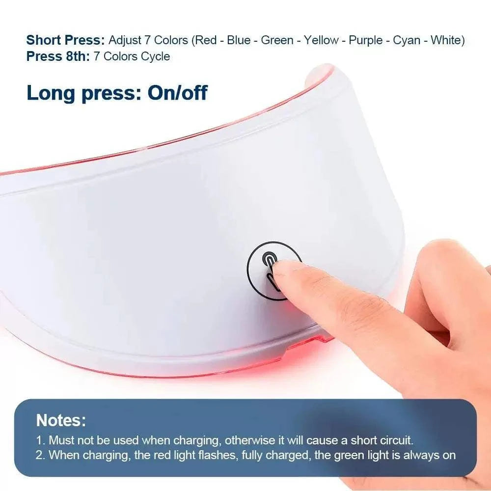 قناع LED Mask للوجه والرقبة 7 ألوان Skin Care قابل للشحن.