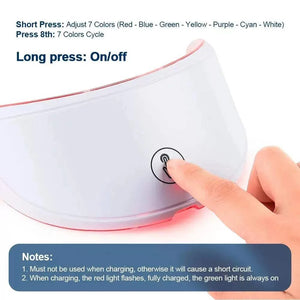قناع LED Mask للوجه والرقبة 7 ألوان Skin Care قابل للشحن.