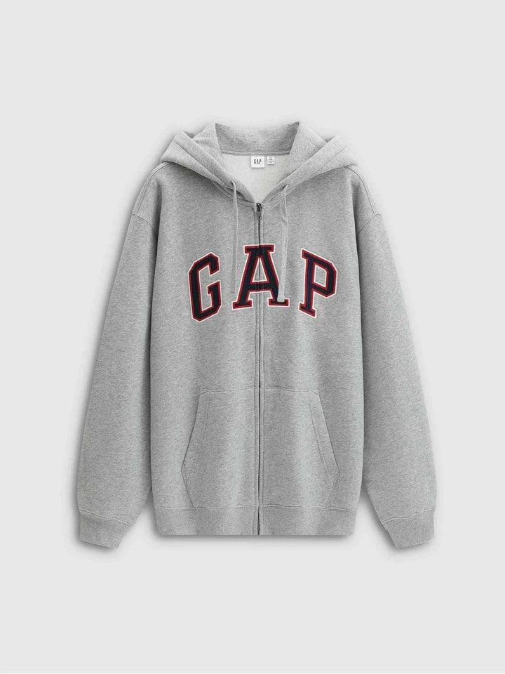 Gap هودي كلاسيكي أصلي رمادي بقصة عصرية وجيوب أمامية للرجال والنساء