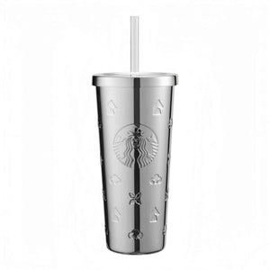 Starbucks cup 2026 Junyue Xingcheng New Year light luxury gift for the Year of the Horse large-capacity stainless steel straw cup gift box.