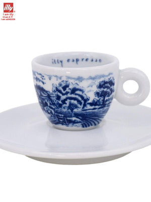 طقم أكواب قهوة Illy Collection - نقش أزرق كلاسيكي.