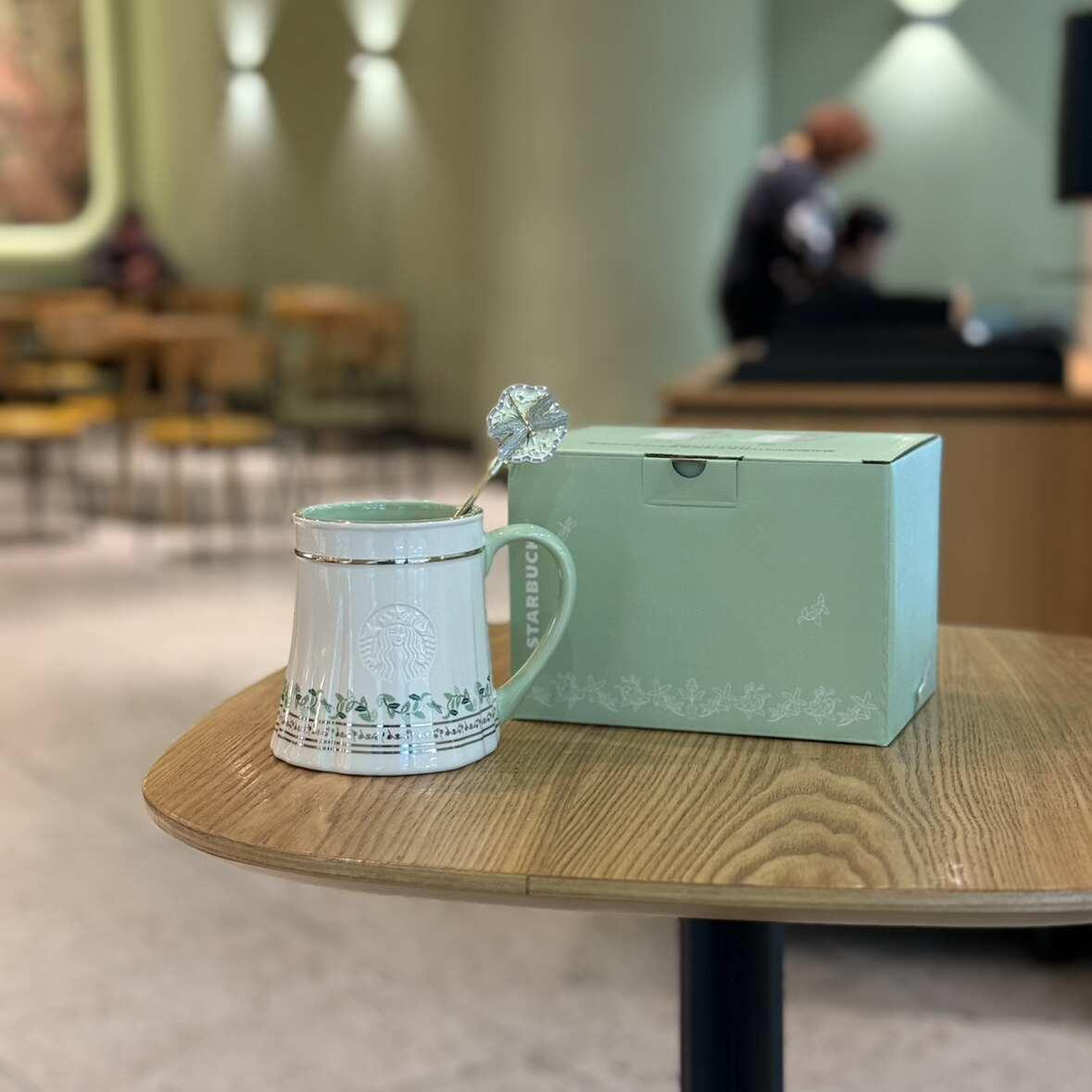 Starbucks cup 2026 spring sequence pattern series national style small fresh ceramic mark stainless steel thermos cup gift box.