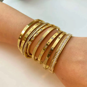 1Pc Waterproof Cubic Zirconia Bangles Stainless Steel Bracel