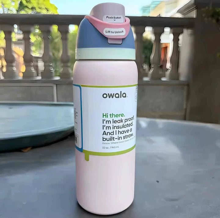 Owala FreeSip leak-proof insulated water bottle with dual drinking spout and built-in straw