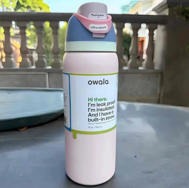 Owala FreeSip Cute Edition leak-proof insulated water bottle with dual drinking spout and built-in straw in pastel colors