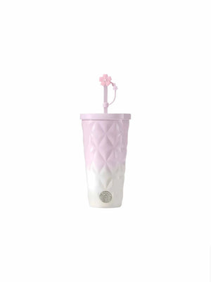 كوب Starbucks Tumbler وردي بتصميم Diamond ومصاصة Sakura.