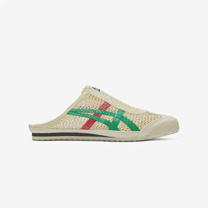 Onitsuka Tiger MEXICO 66 SABOT حذاء أسكس ميكسيكو 66 سابوت - سكري بشعار أخضر وأحمر.
