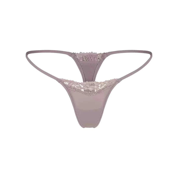 SKIMS FITS EVERYBODY lace dipped thong in soft stretch polyamide with delicate lace trim for a comfortable, elegant fit