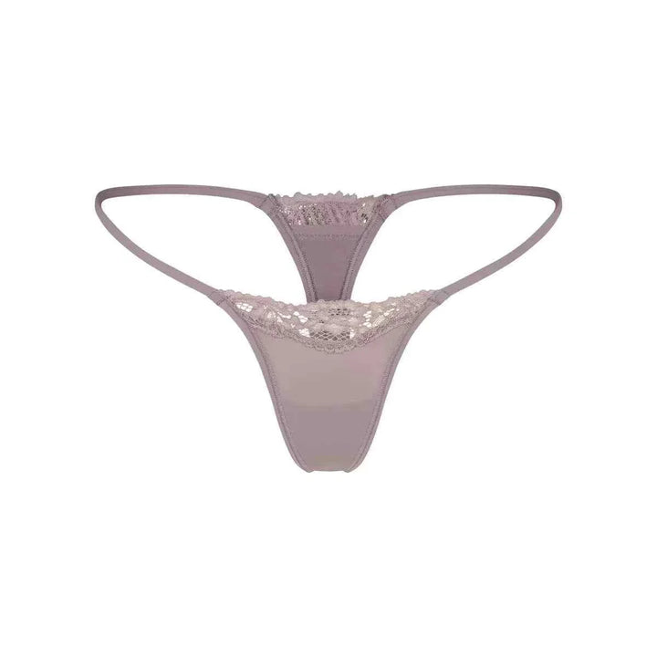 SKIMS FITS EVERYBODY lace dipped thong in soft stretch polyamide with delicate lace trim for a comfortable, elegant fit