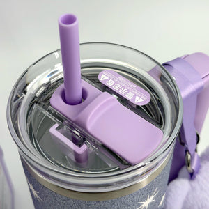 Starbucks Cup 2026 Purple Night Galaxy Series Large Capacity Car Stainless Steel Straw Cup with Bear Pendant
