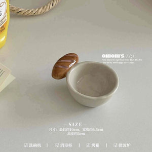 صحن تقديم سيراميك بتصميم Cute Bread و Pretzel مميز.