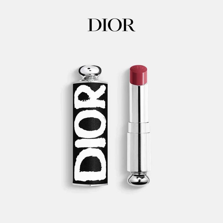 Dior Miss Dior limited edition Fall 2025 lipstick with bold black and white case and deep rose shade.
