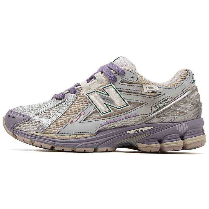 New Balance NB 1906R custom limited edition sneaker in light purple, beige, and gray with breathable mesh and N-ergy cushioned sole