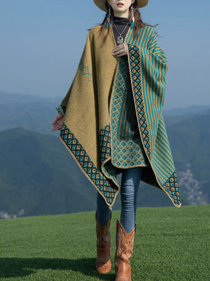 La Chapelle travel outfit women's design sense ethnic style shawl blanket cape scarf