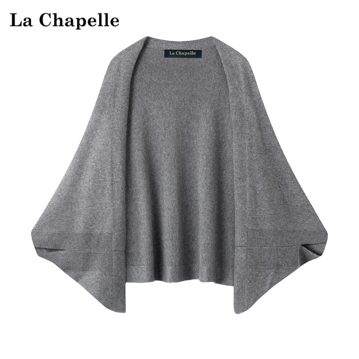 شال شتوي نسائي محبوك La Chapelle باللون الرمادي من الأمام