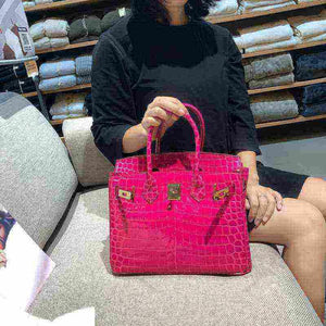 شنطة Birkin نسائية فاخرة بنقشة جلد التمساح  – جودة صينية عالية.
