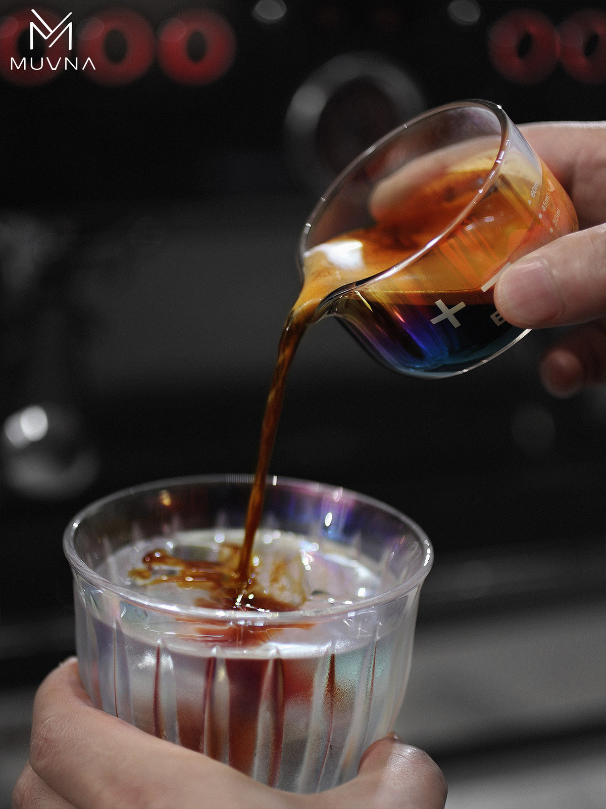 MUVNA Star Rain Concentrate Cup with Graduated Shot Coffee Cup Glass Small Measuring Cup 100ml oz Cup