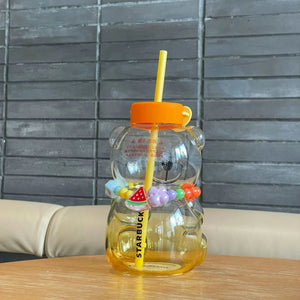 Starbucks cup bear glass straw cup.