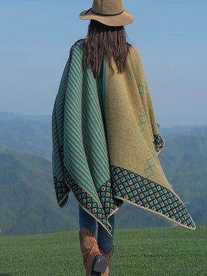 La Chapelle travel outfit women's design sense ethnic style shawl blanket cape scarf