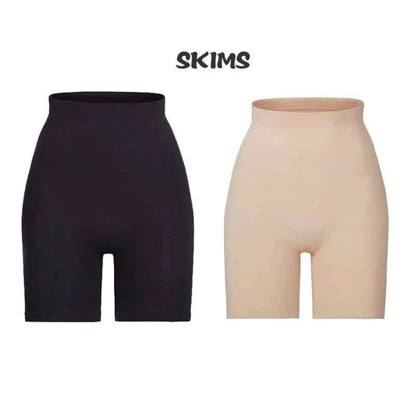 High waist body shaping shaper shorts in black and beige with seamless edges for smooth silhouette under clothing