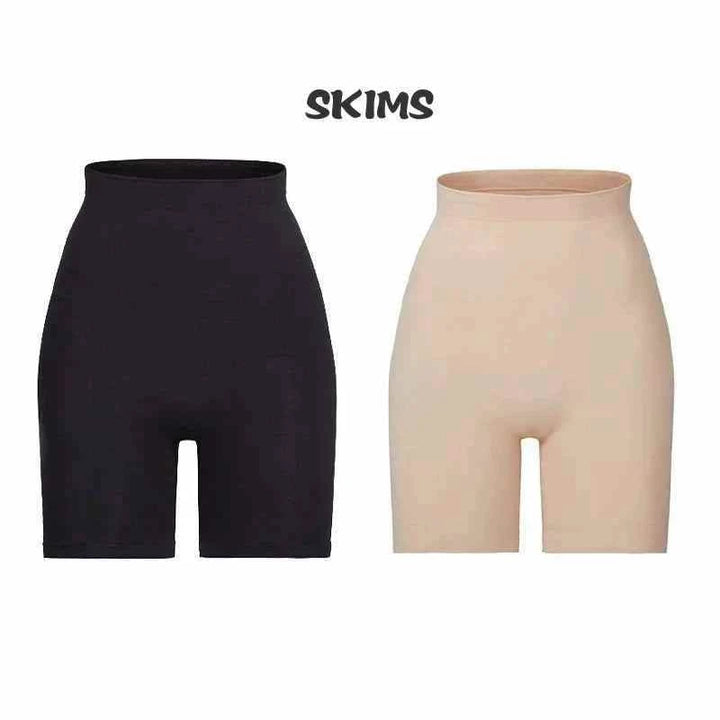 High waist body shaping shaper shorts in black and beige with seamless edges for smooth silhouette under clothing