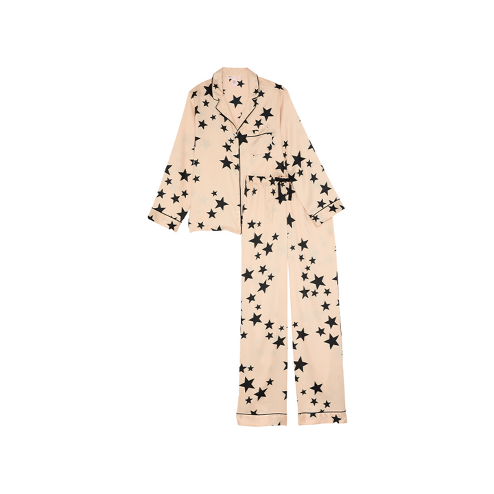 Victoria's Secret Show Series smooth satin long sleeve star print pajama set for women