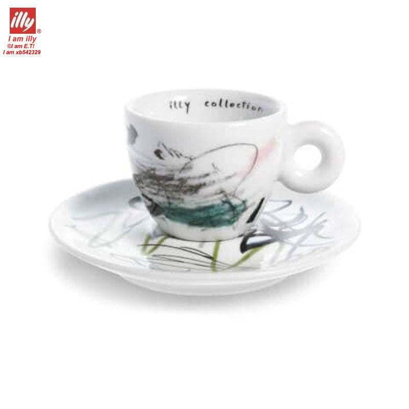 فنجان قهوة illy collection سيراميك بتصميم فني ملون.