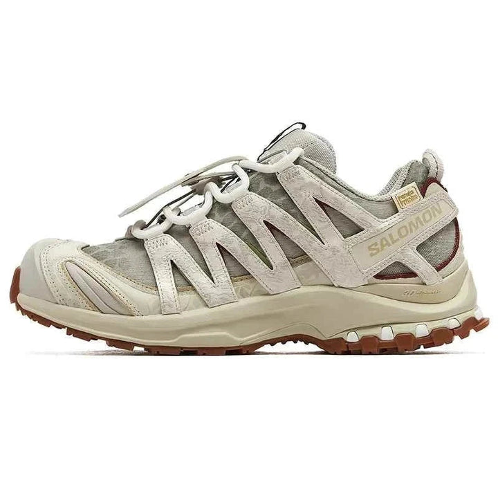 Salomon XA Pro 3D limited edition sneaker in creamy white and brown inspired by Japanese traditional art with Contagrip sole and Quicklace system.